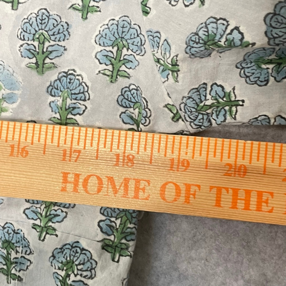 TMC Monogram Corner Block Print Dress Blue Floral Boho Cotton Size M - Picture 3 of 9